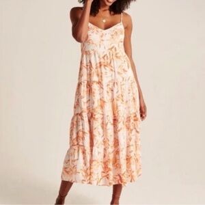 Abercrombie & Fitch Peach Floral Midi Dress